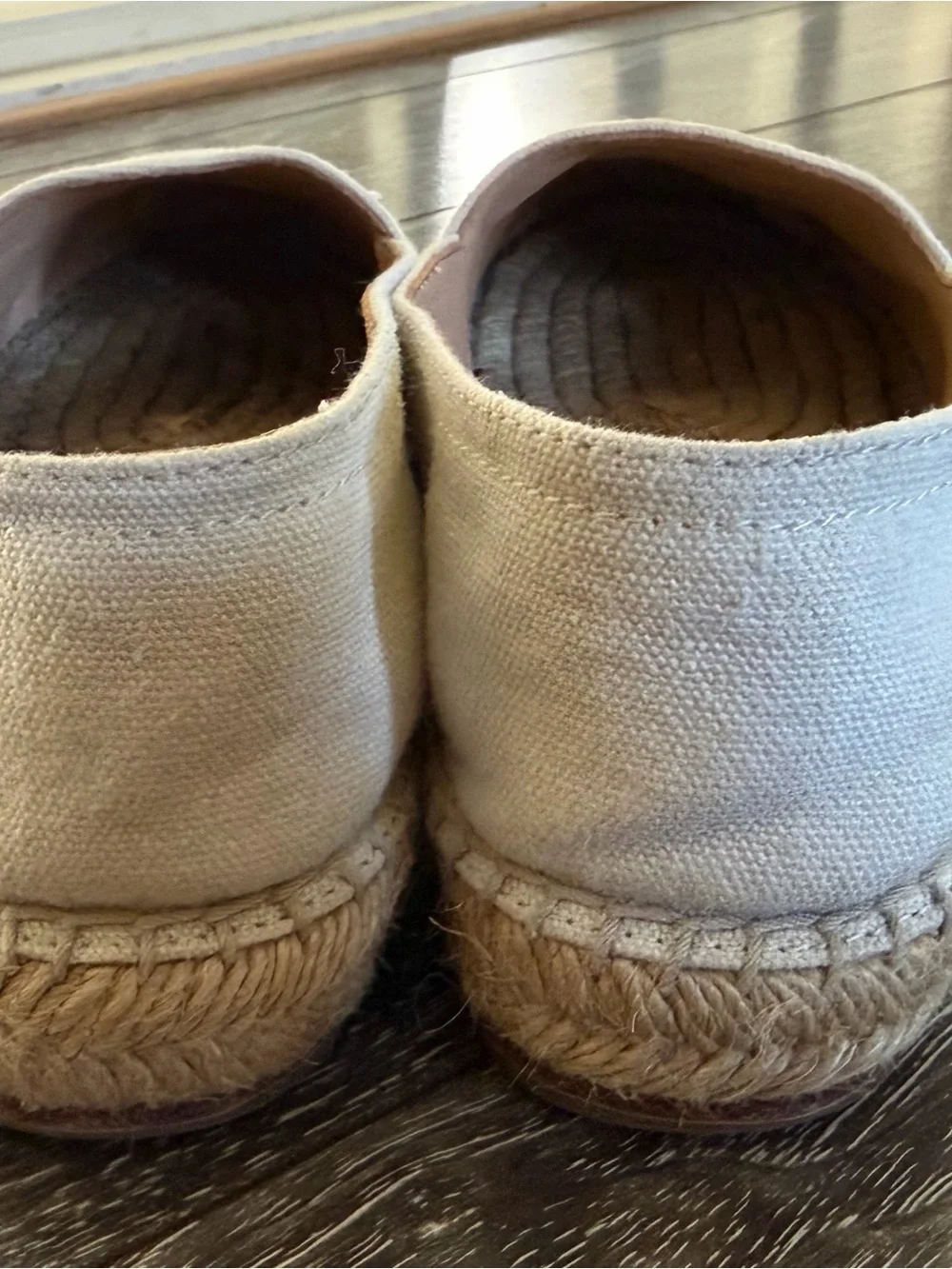 Celine Cream Canvas Espadrille Flats with Gold Logo Embroidery size 37 US 7